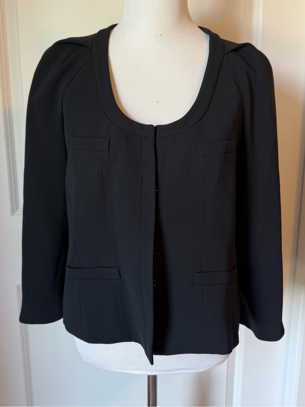 Gerard Darel Black Hook Eye Jacket Blazer Career Open Front Size 44